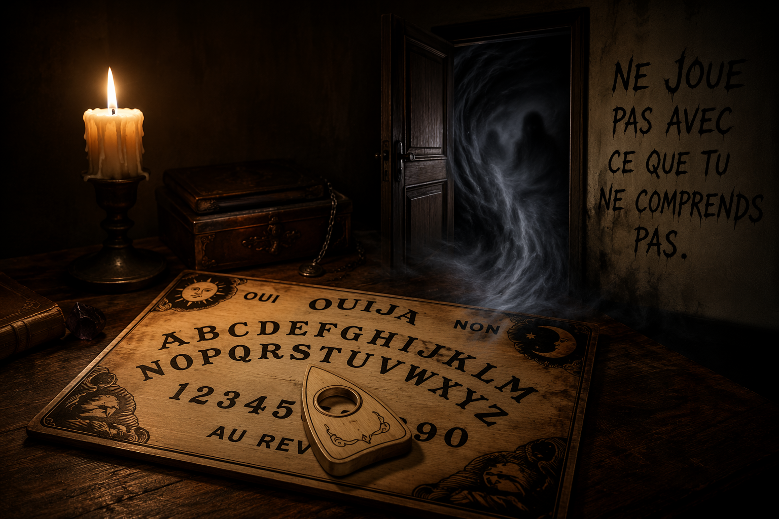 Dangerosité du Ouija : pourquoi ne pas jouer avec, l’idée d’ouverture d’une porte bas astral et les risques possibles dans un domicile dangerosité du Ouija et risques dans le domicile